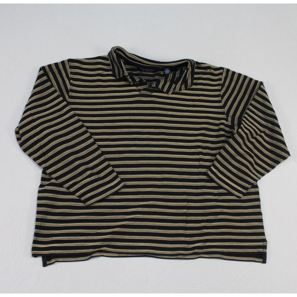 Roundtree & Yorke Polo Shirt Mens XL Gold Striped Excellent Casual Cotton Knit